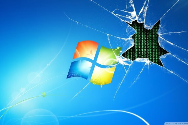 A defect in a broken desktop window