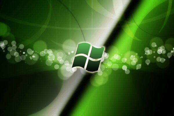 Emblema di Windows su sfondo verde