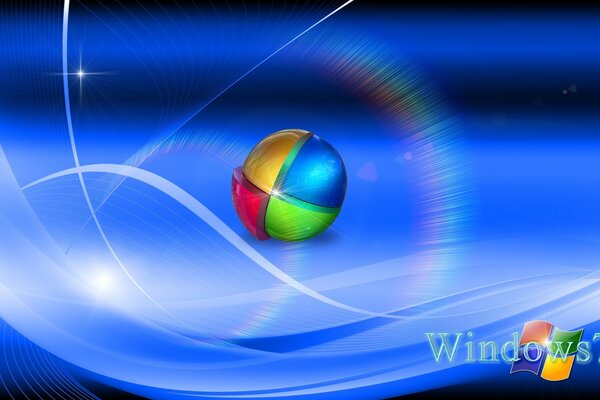 Économiseur d écran Windows 7 sur fond bleu