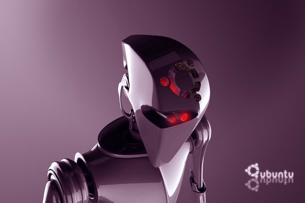 A brilliant fantastic robot with red eyes