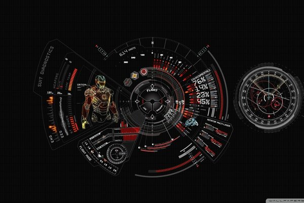 The software interface of the Iron Man suit