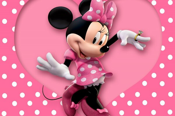 Minnie con un vestido de lunares rosa