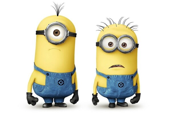 Dos minions de la caricatura Despicable and me 2 .