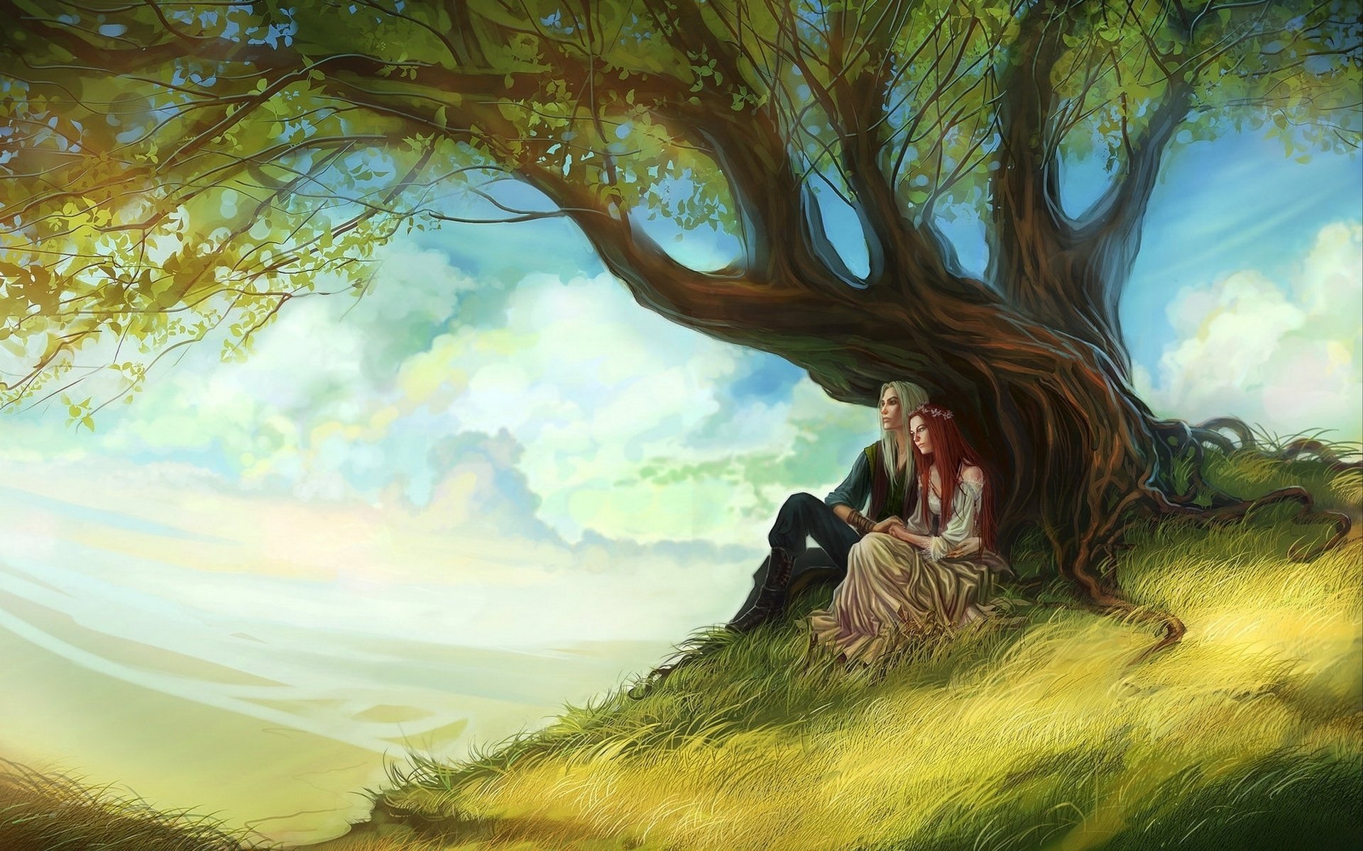 couple d amoureux anndr art arbre fille