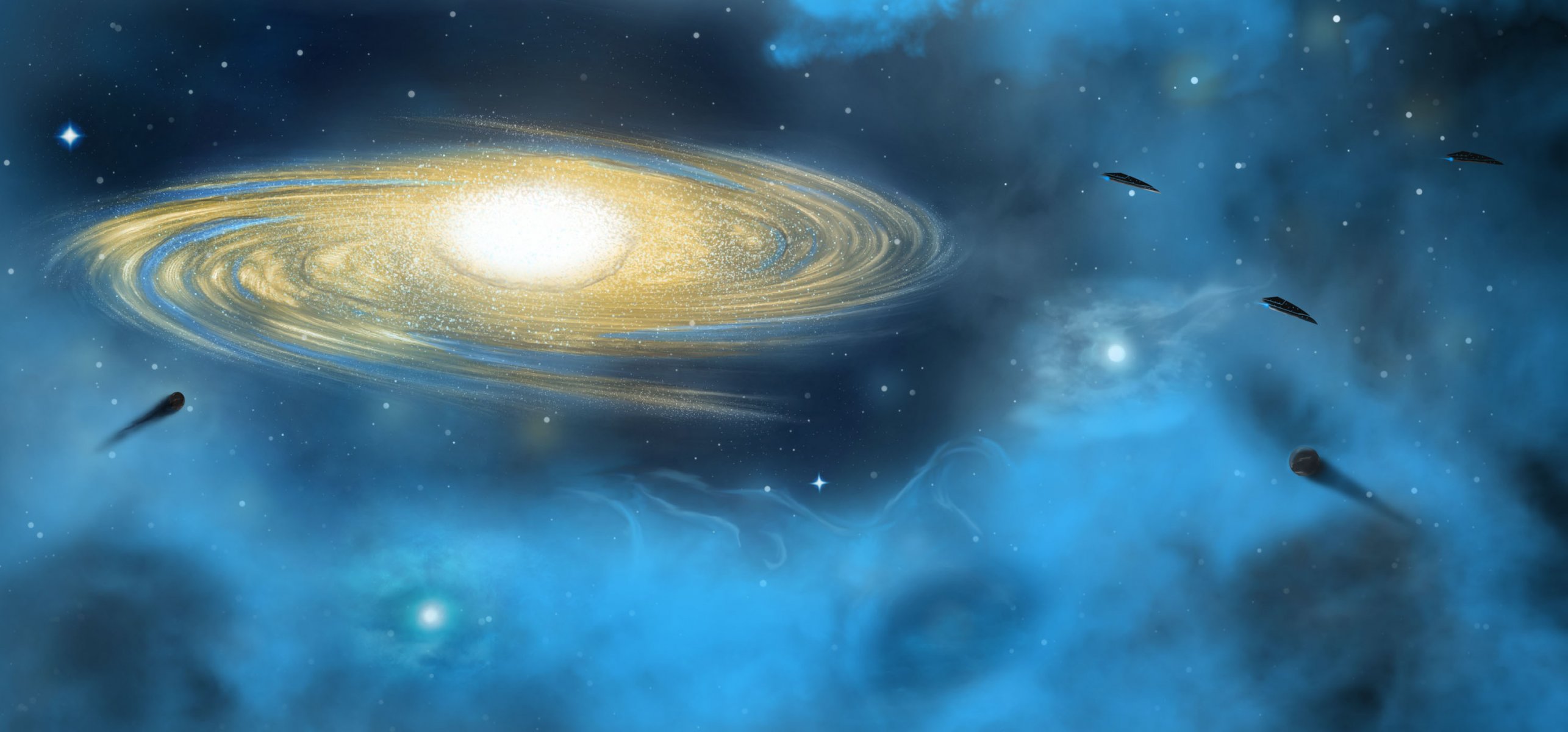 espace galaxie vaisseaux spatiaux étoiles planètes nébuleuse lumière espace étoile monde ovni