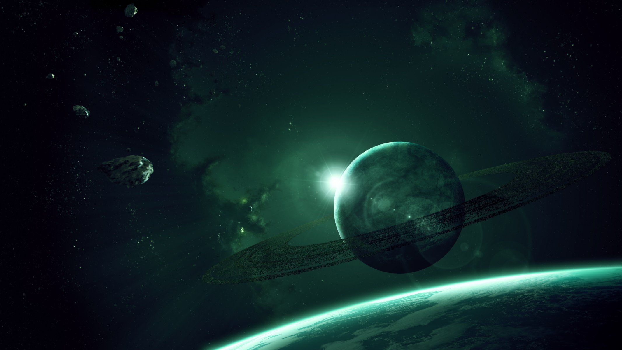 planet gas giant rings asteroids star