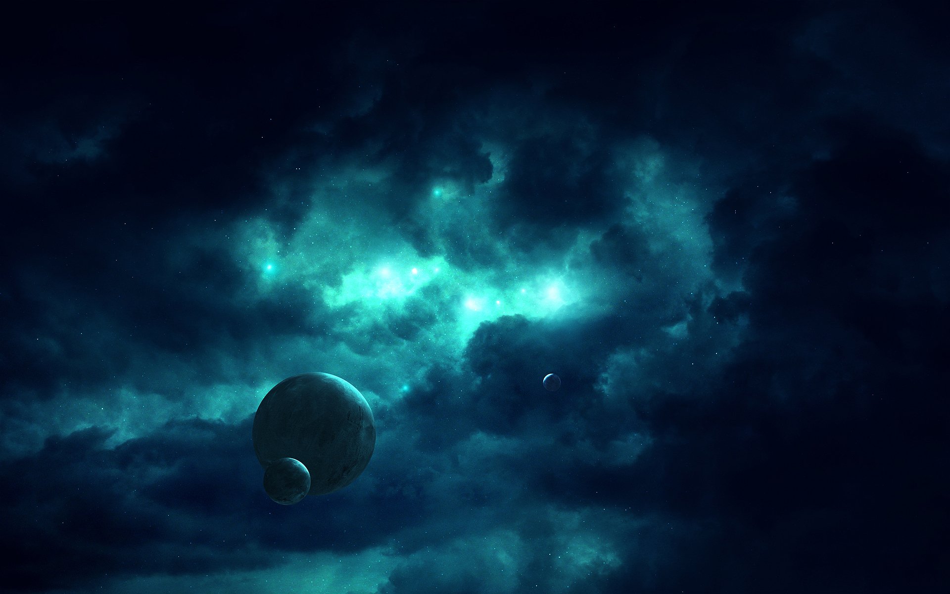 dark the distance space planet star