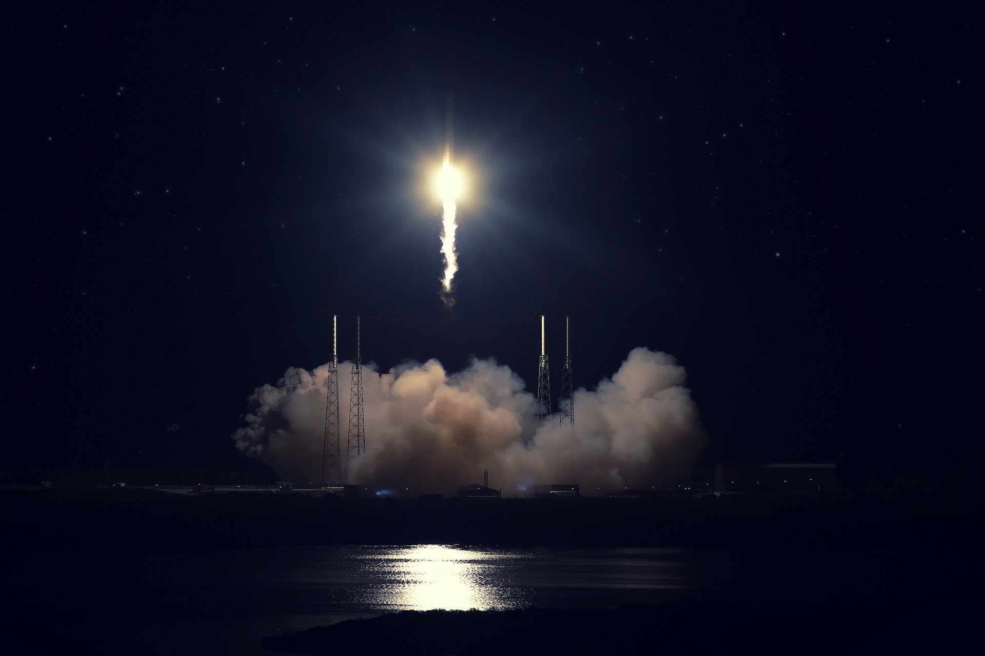 pacex falcon 9 dragon fire. cohete lanzamiento cabo cañaveral