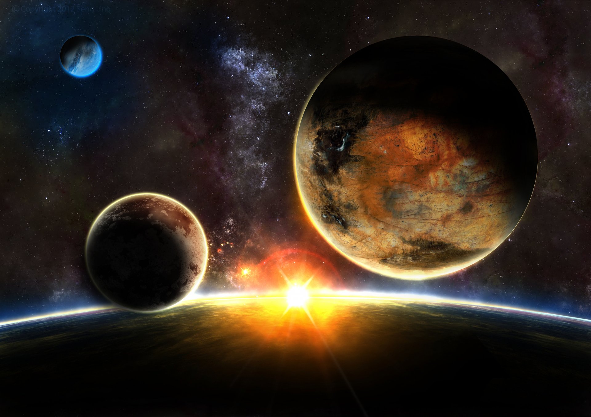 planetas amanecer estrellas