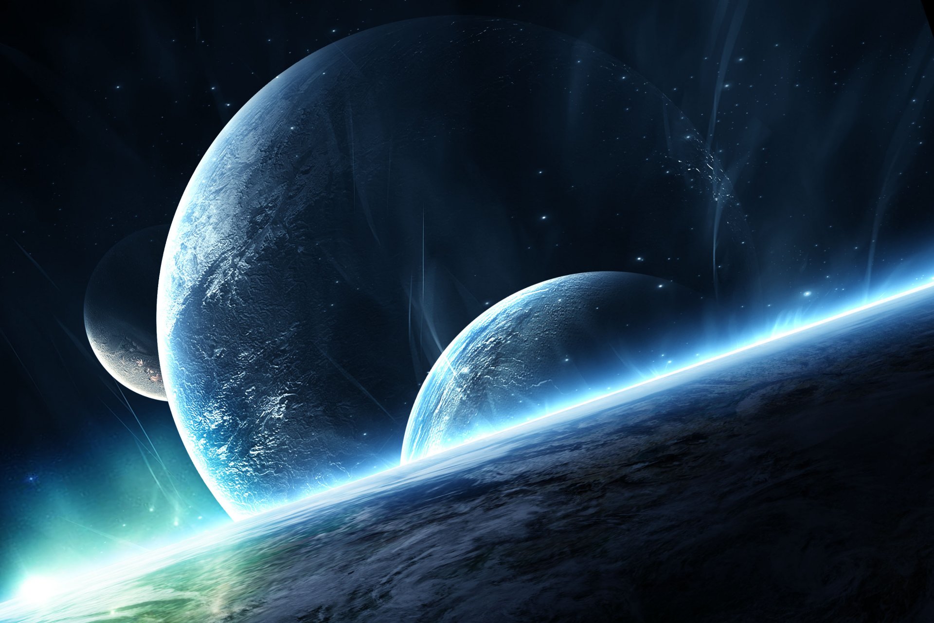 planets atmosphere surface sunrise star