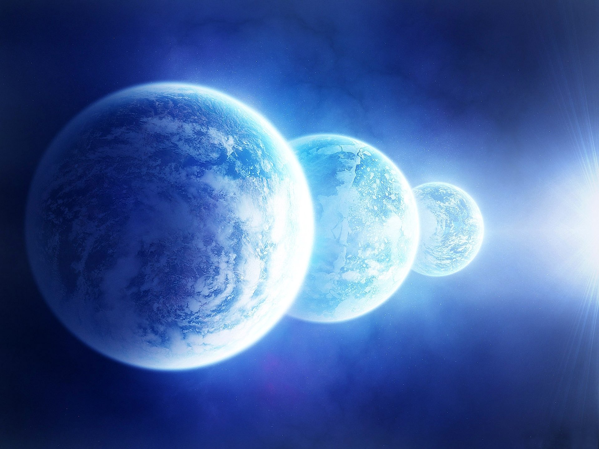 espace étoiles planètes satellite trois lumière