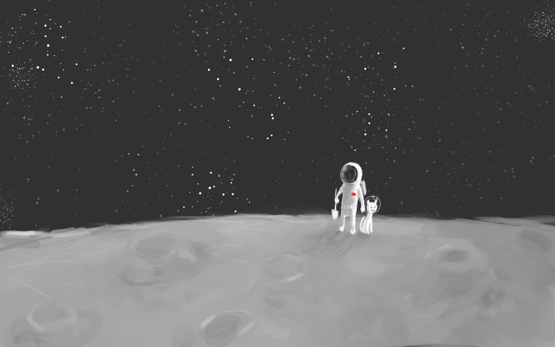 moon cosmonaut shovel cat