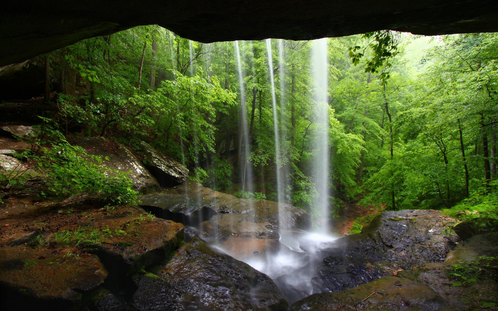 waterfall nature cave