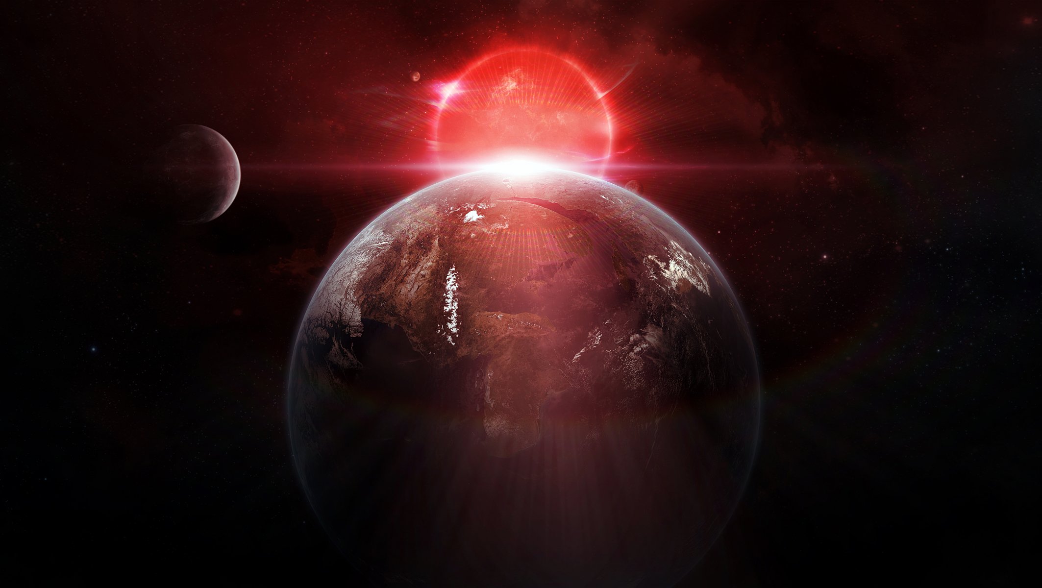 planet star satellites sunrise lights light