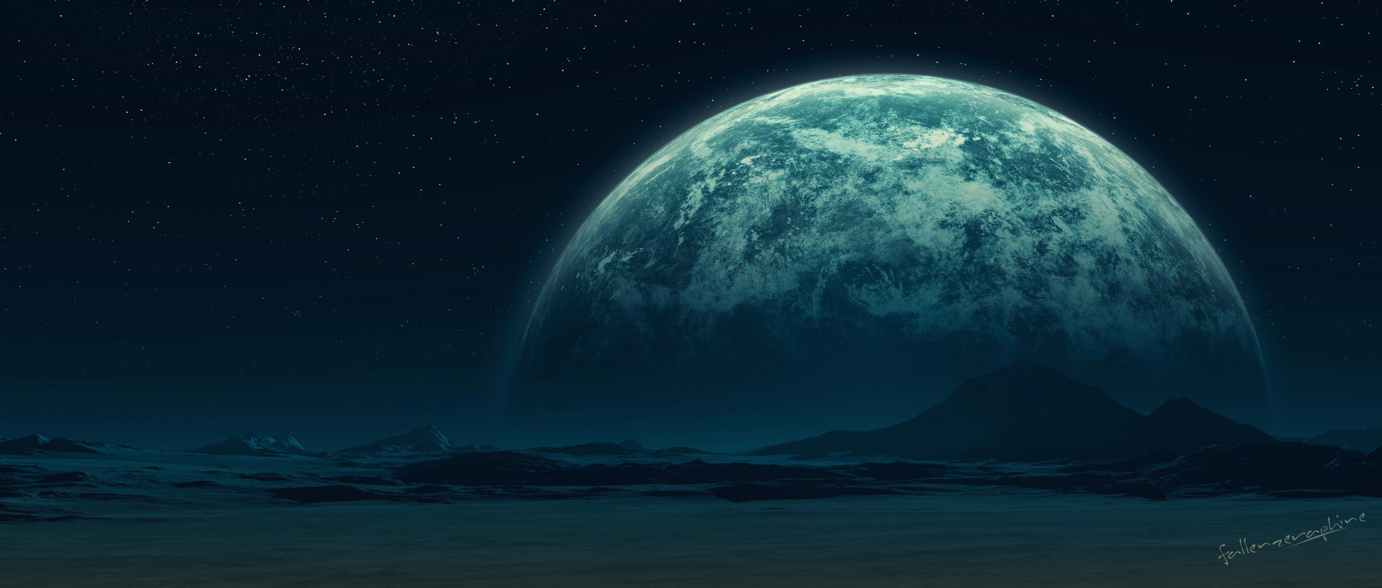 planet oberfläche berge sterne satellit