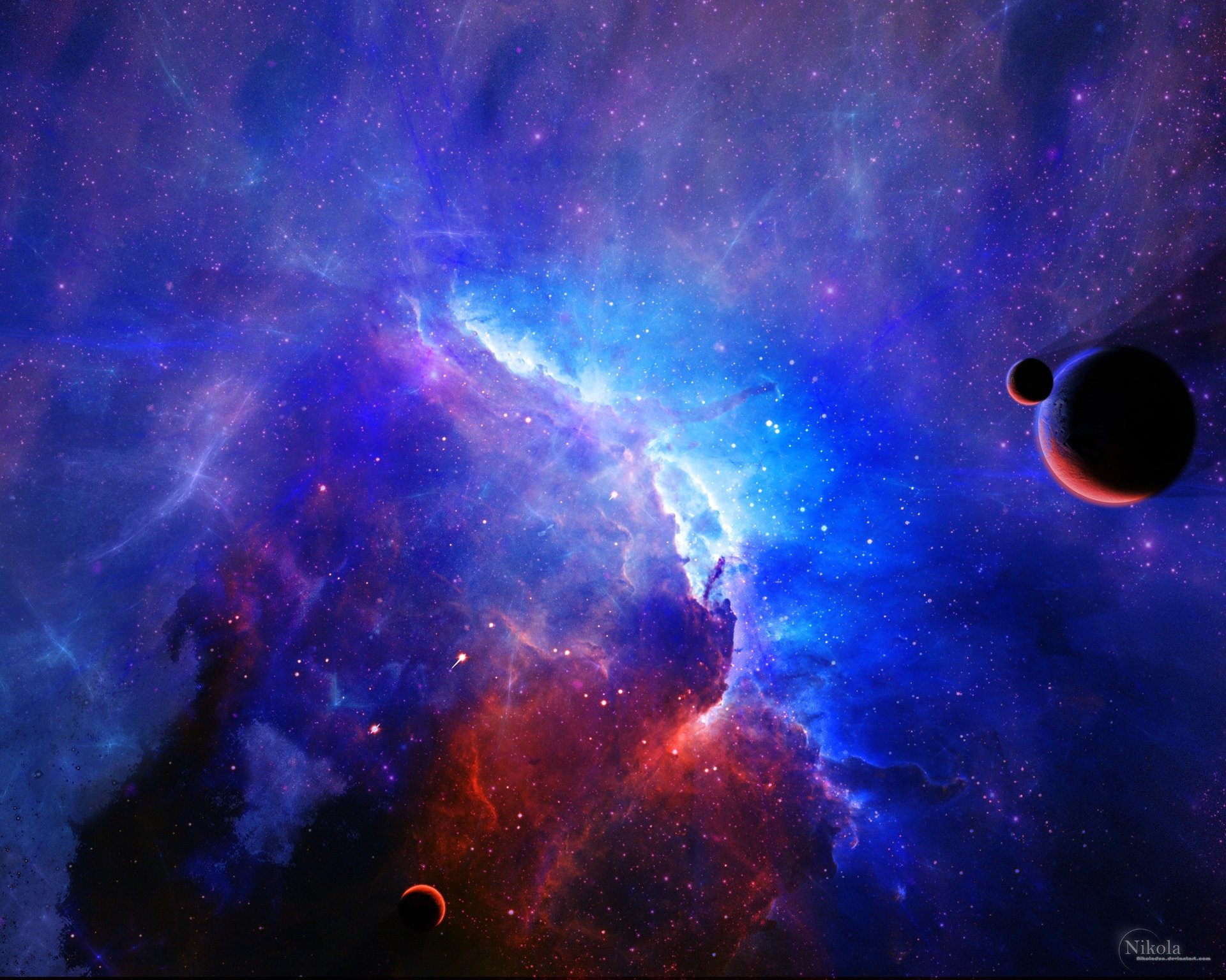 nebel planet satelliten sterne