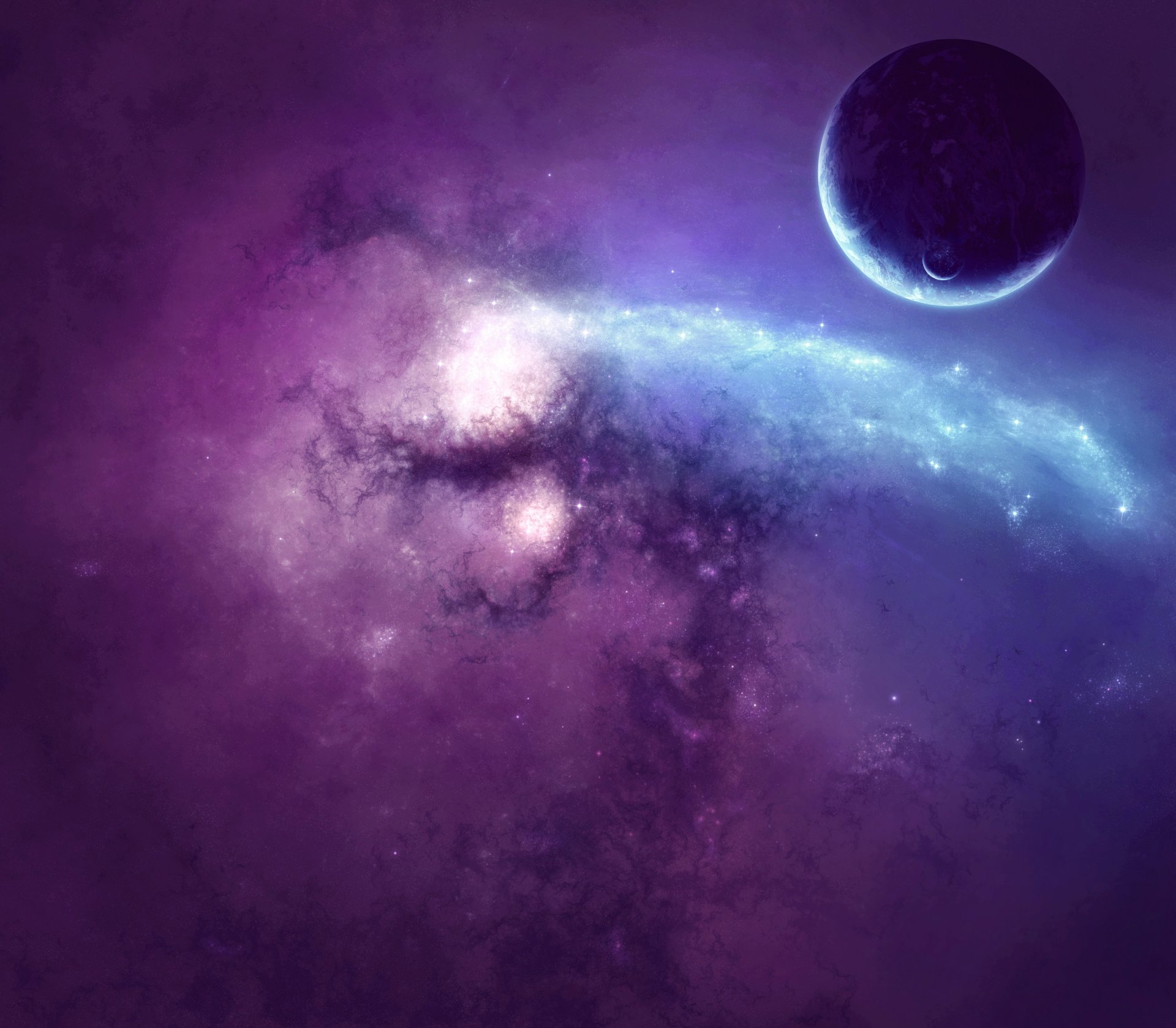 estrellas planeta satélite resplandor nebulosa