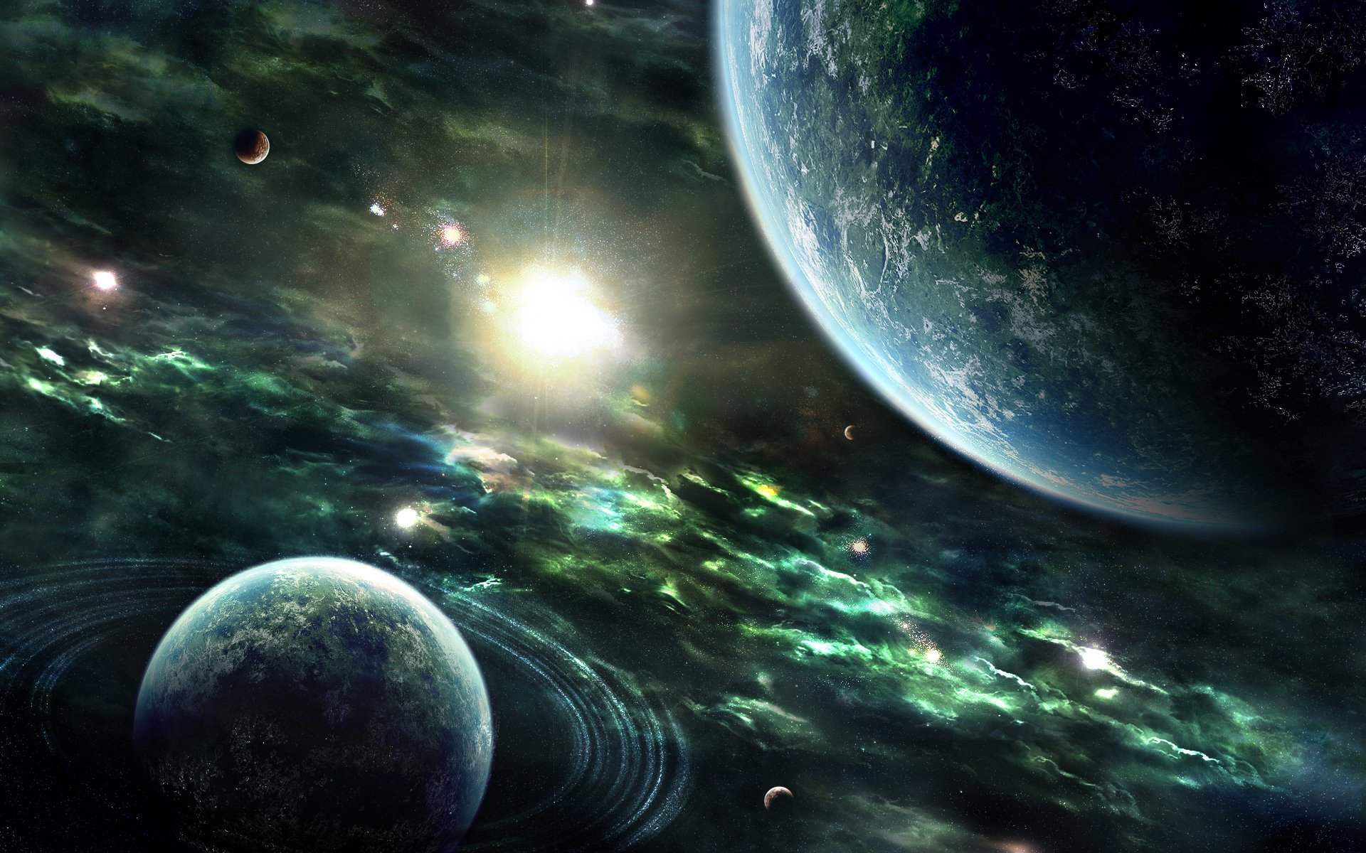 planetas anillos luz