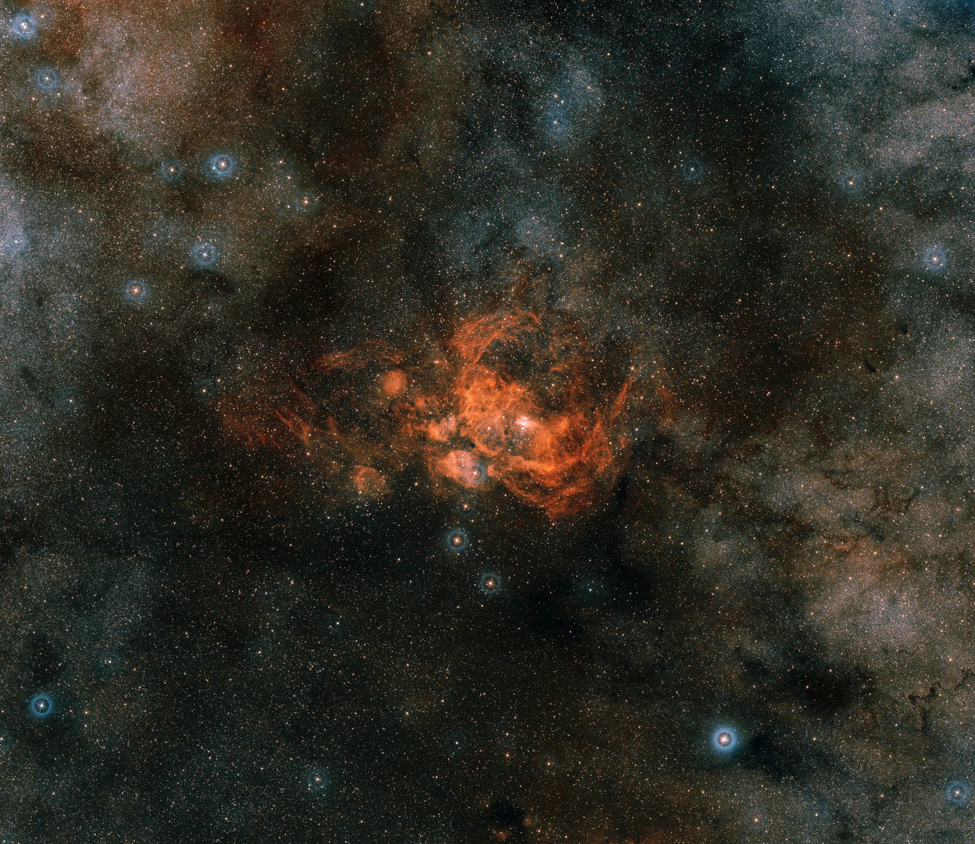 ngc 6357 pismis 24 emission nebula constellation scorpion