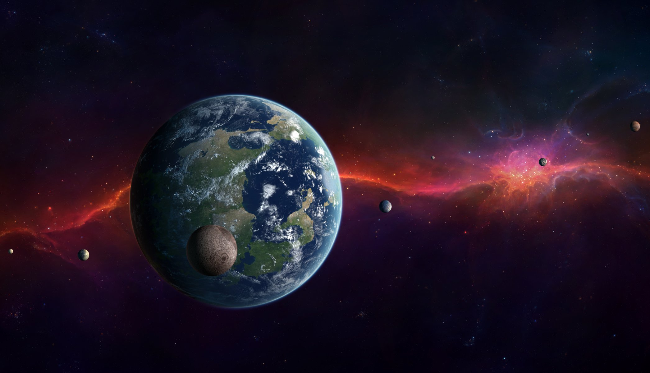 planet satellites star light
