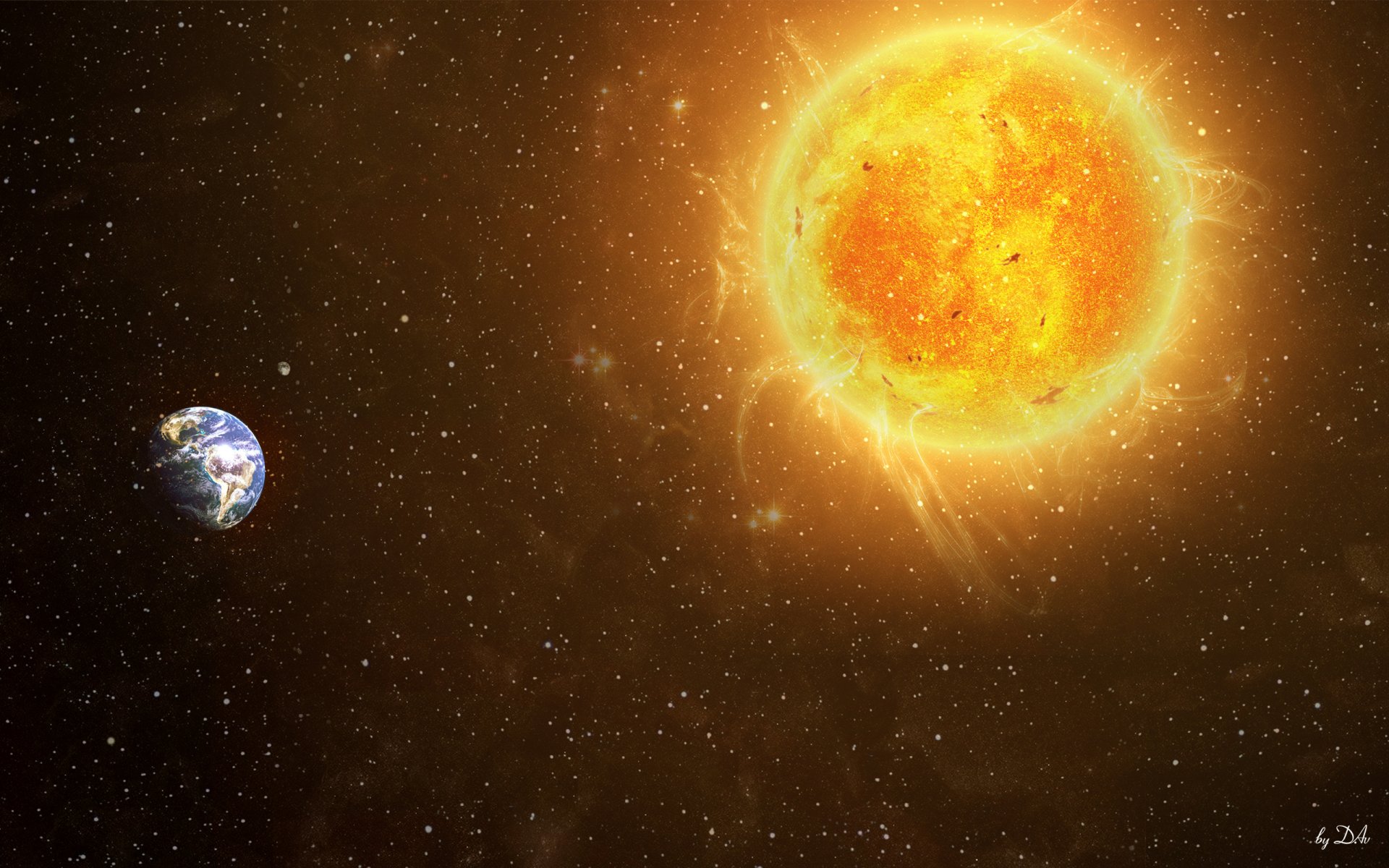 raum erde sonne sterne