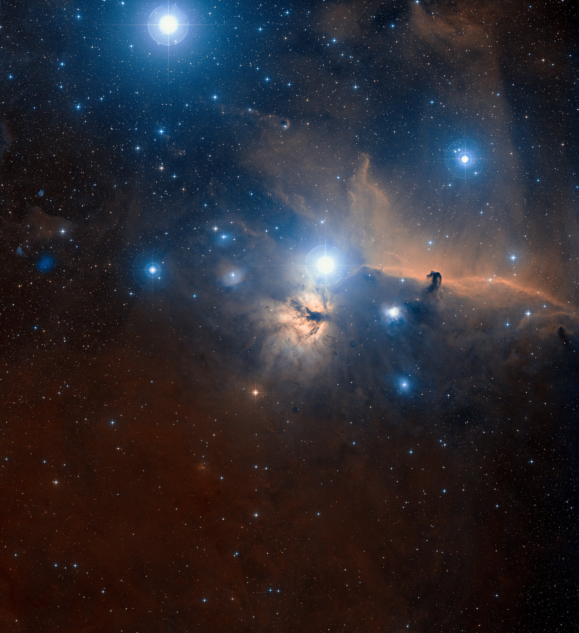 nebulosa llama cabeza de caballo constelación orión estrellas