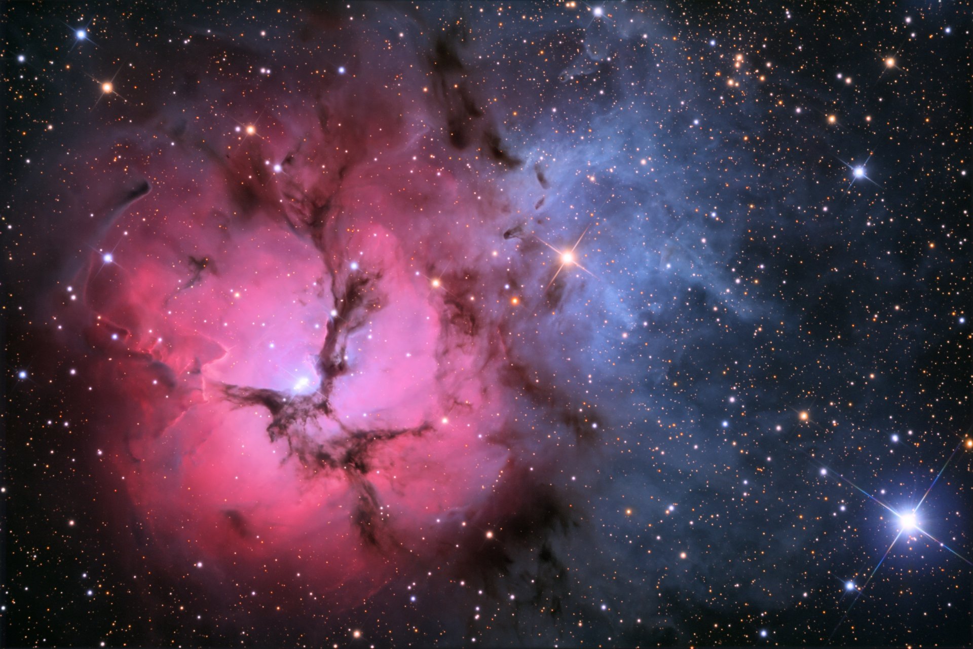 nebulosa triple nebulosa espacio m20 ngc 6514 tripartita