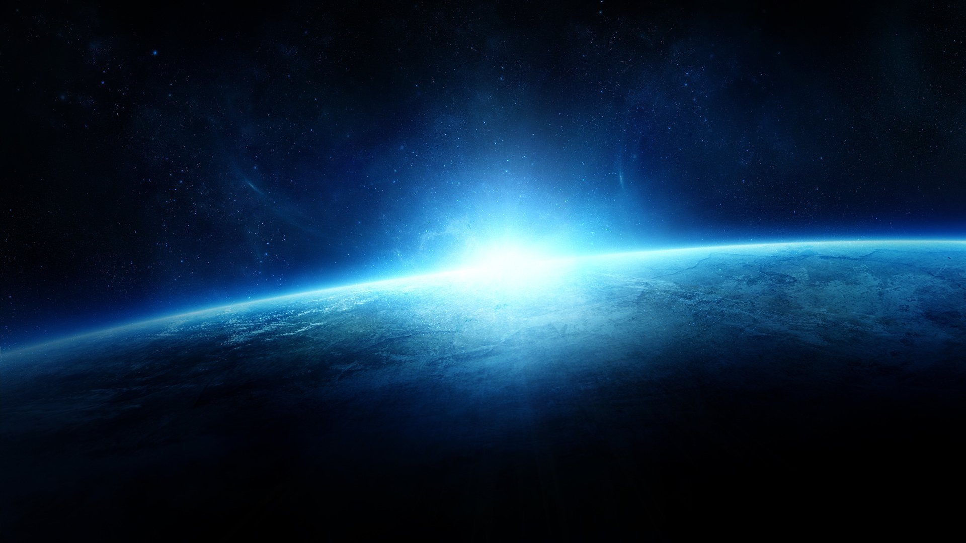 planète surface horizon étoiles