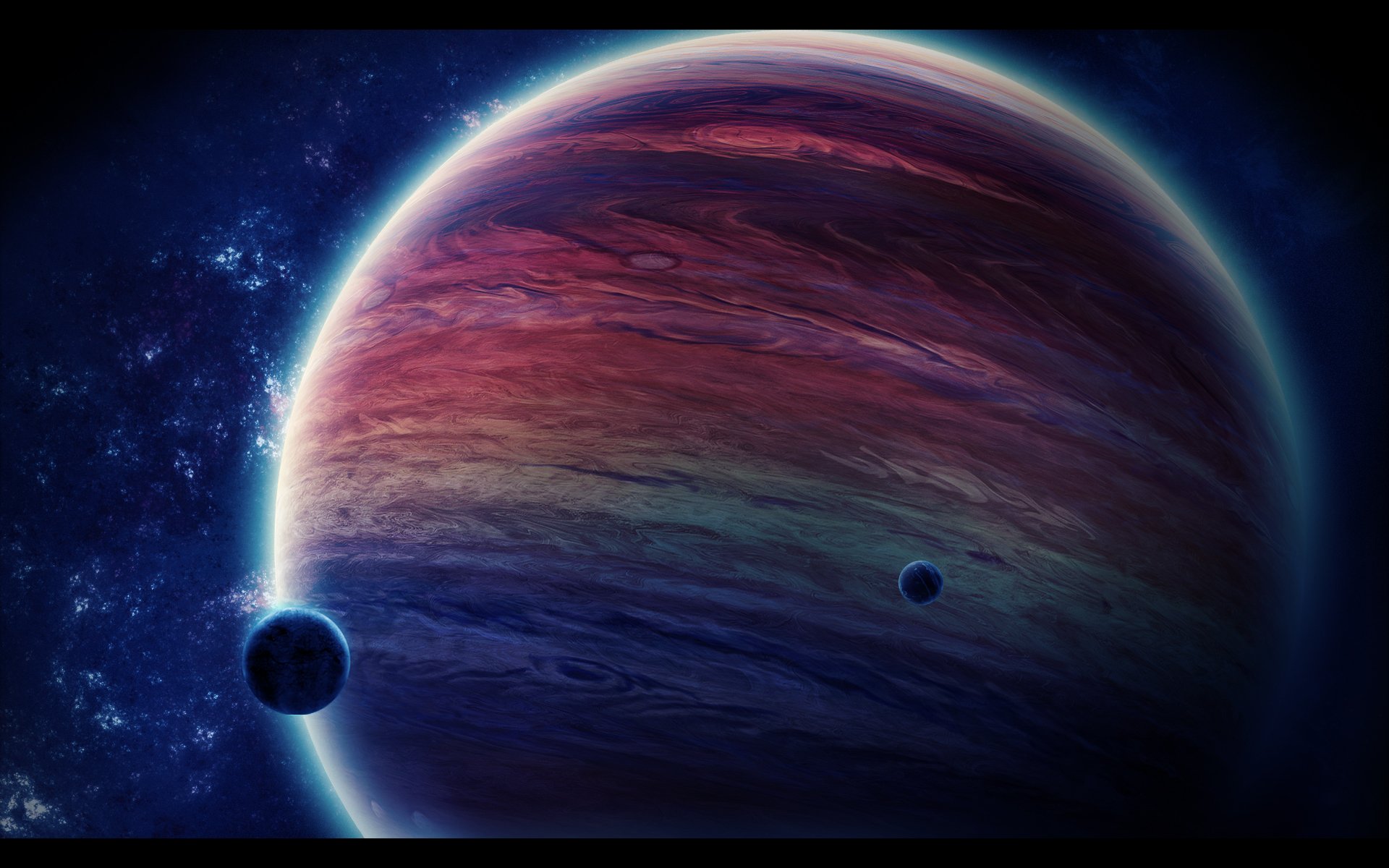 gas giant planet moon space star