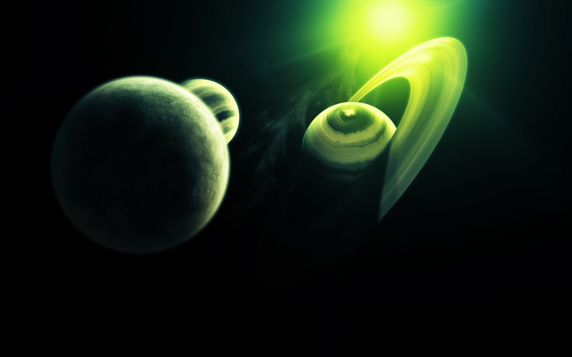 kosmos planety pierścienie światło