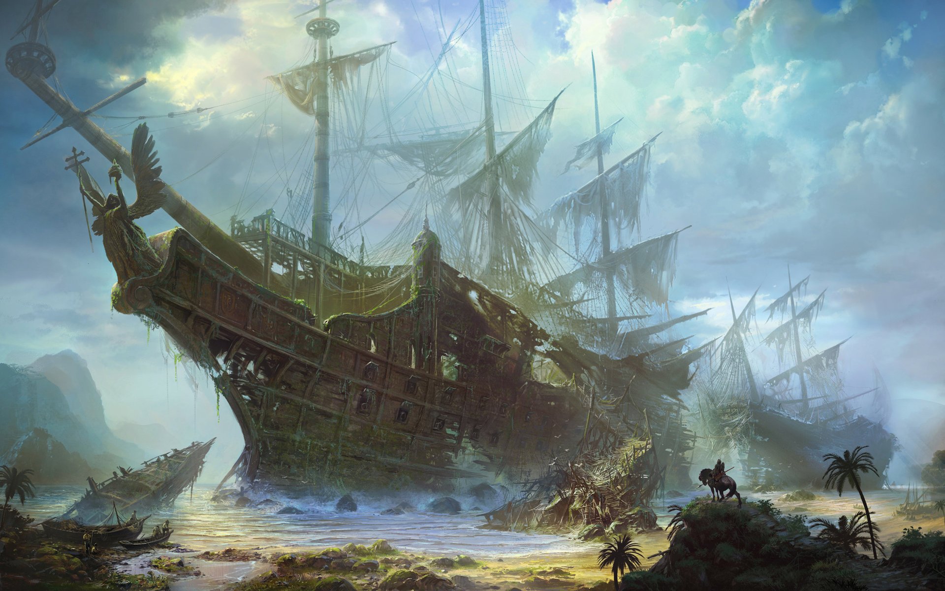 voilier navire squelette géant art épave