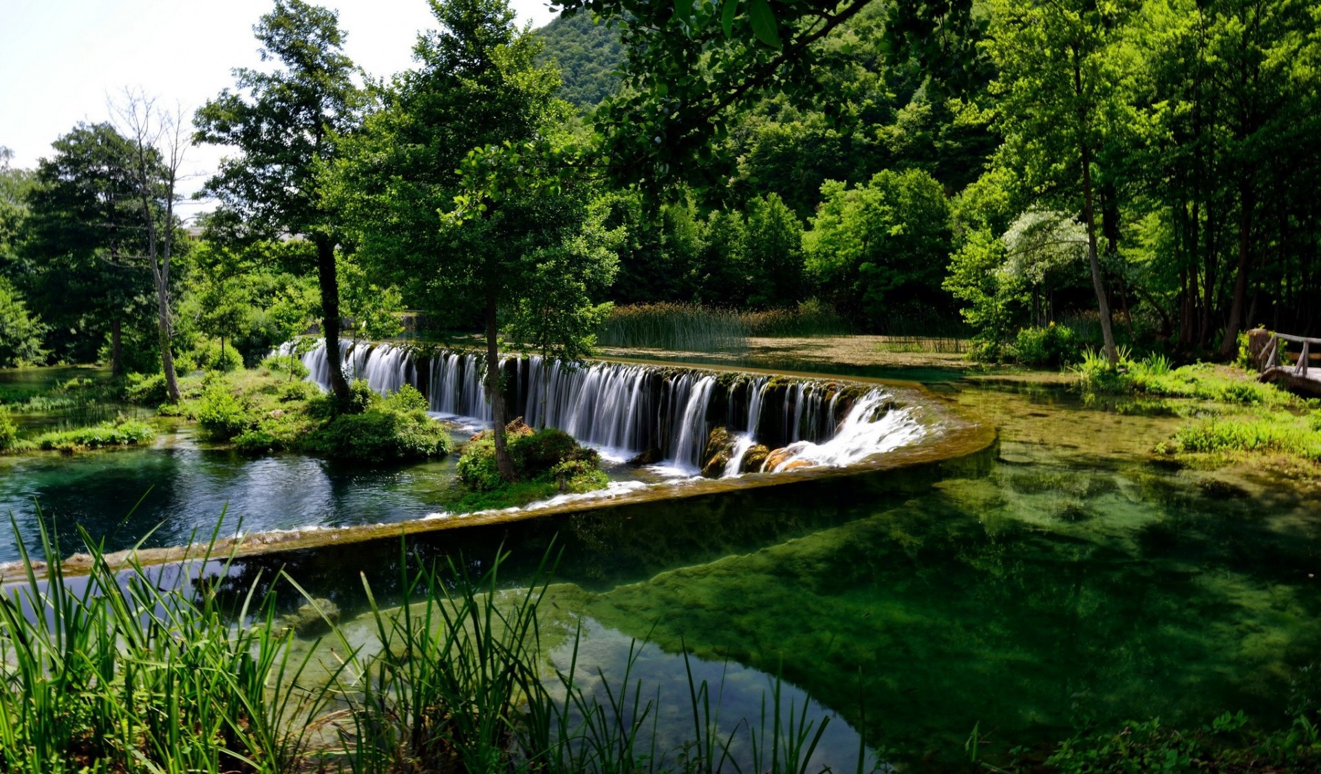 bosnia and herzegovina waterfall nature tree sports park beautiful pond cascade