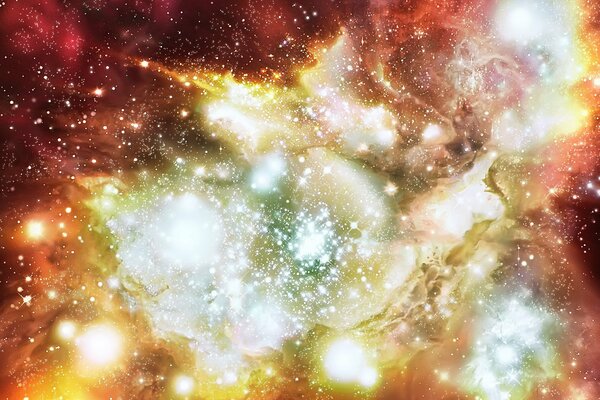 Stelle affascinanti nei colori vivaci della nebbia