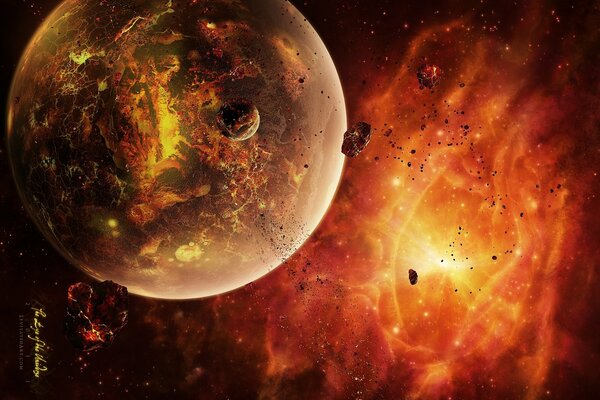 Saga spaziale asteroidi e pianeta roventi