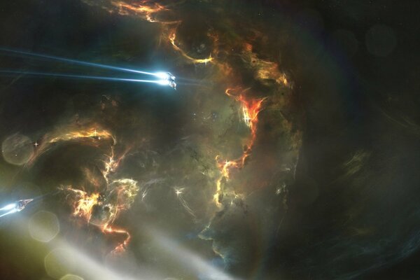 Barcos llegan a la hermosa nebulosa