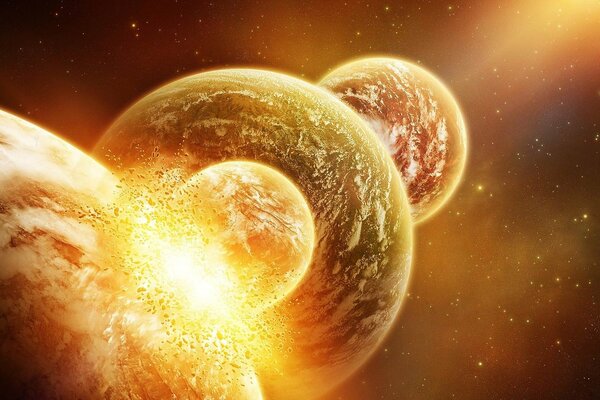Collisione di pianeti durante la parata dei pianeti