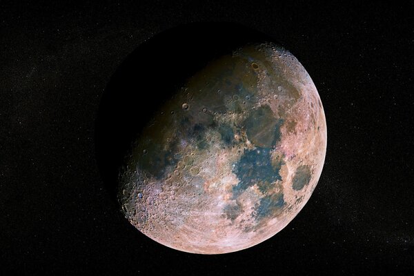 Mond im Weltraum auf dem Hintergrund der Sterne