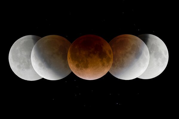 Beaucoup d ombres de la lune lors d une éclipse