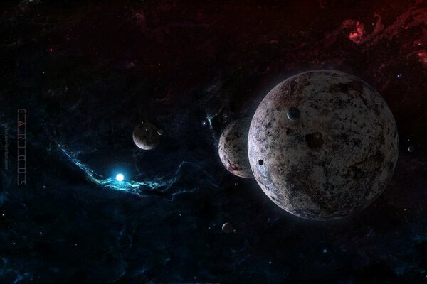 Planeten, Satelliten und Sterne in der Galaxie