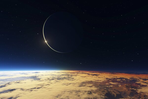 A view in space of the Earth s satellite that obscured the Sun
