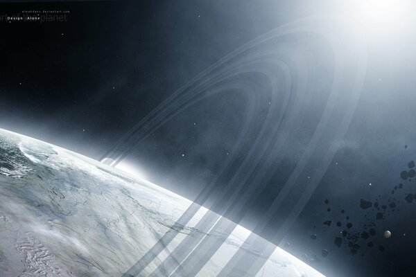 Anelli di ghiaccio in orbita attorno al pianeta