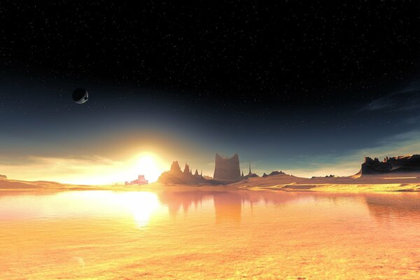 Paisaje fantástico de un planeta alienígena