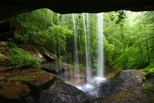 Höhle mit Wasserfall, Natur