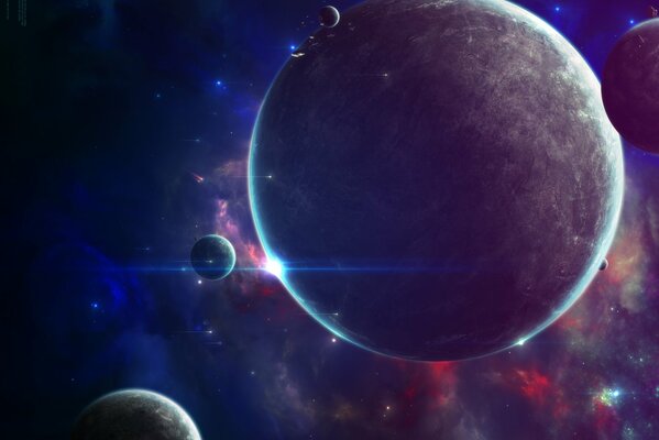 Satellite of the planet in space and space