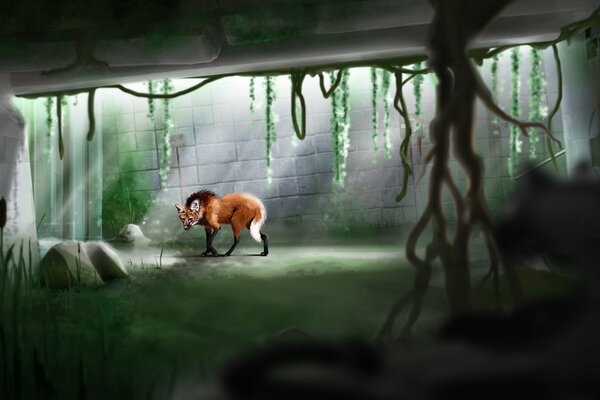 Le renard maléfique dans la grotte