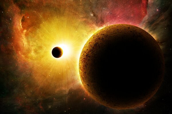 Kosmiczny krajobraz galaktyki z planetami