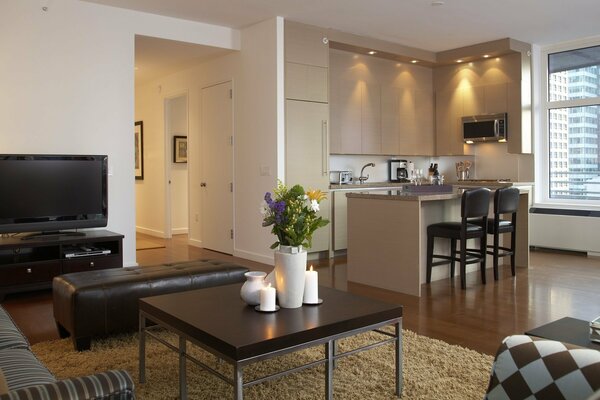 Appartement urbain dans une métropole. Intérieur du salon
