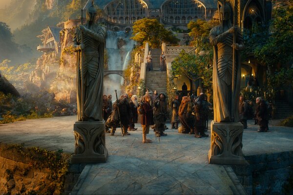 A gathering of Hobbits in the picture an unexpected journey