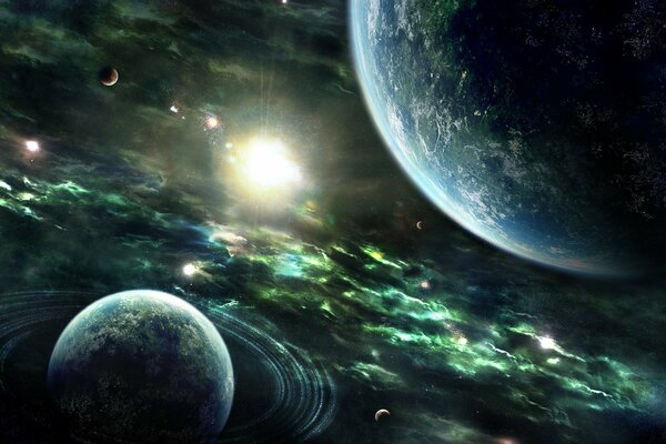 Rings of light around the planet