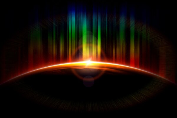 Un resplandor más colorido en el espacio. el planeta Tierra
